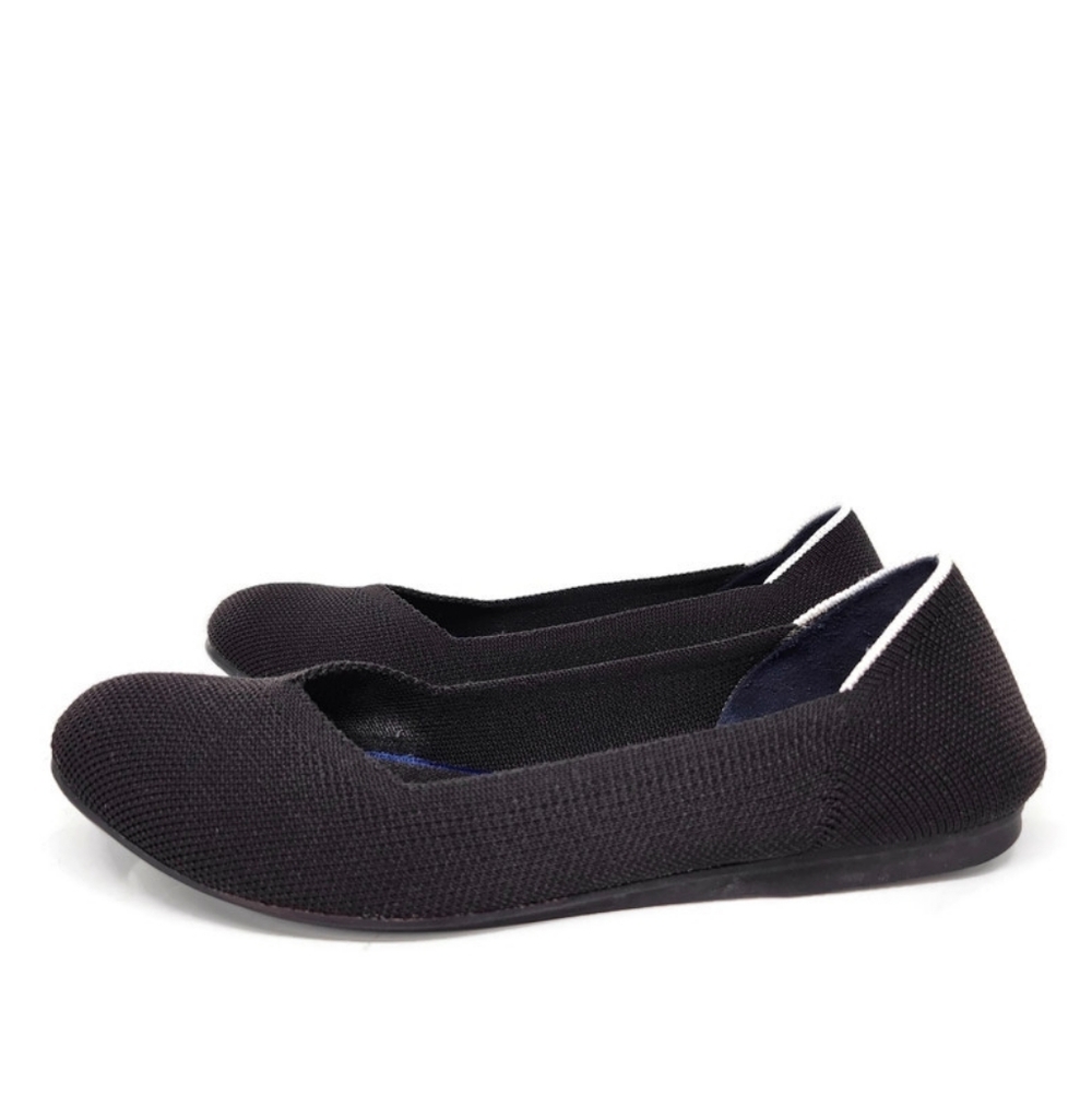 Rothy's The Flat Black White Halo Retired Round-Toe Slip-On Flats - Picture 6 of 10
